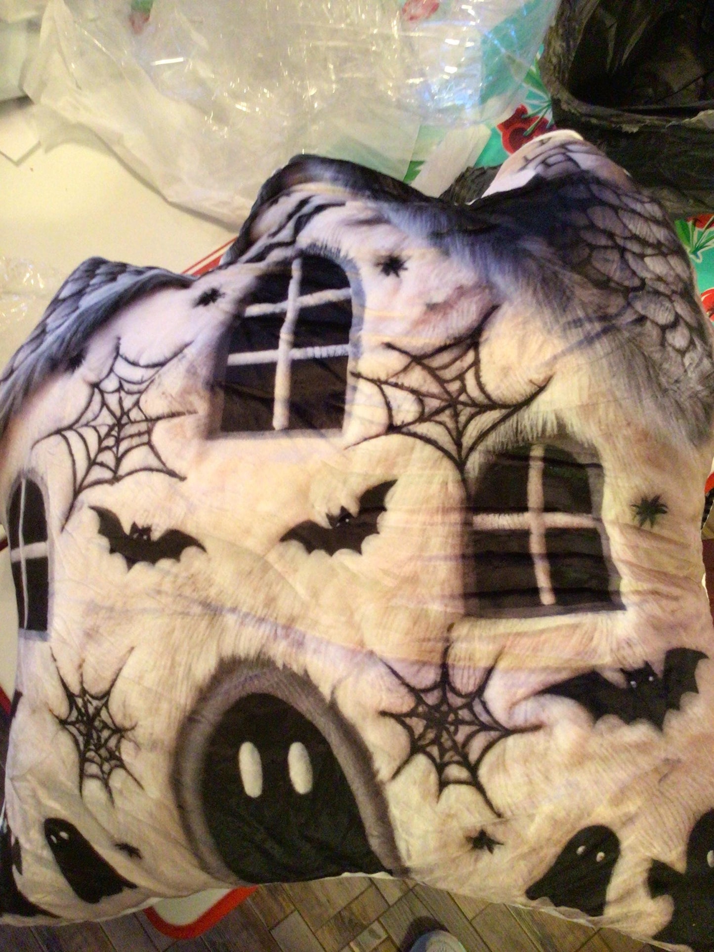 Haunted House Halloween, Spooky Gift, Plush Shaped Pillow