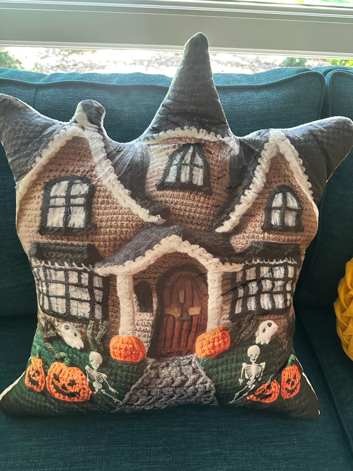 Haunted Mansion Halloween, Spooky Haunted House, Scary Gift, Plush Shaped Pillow