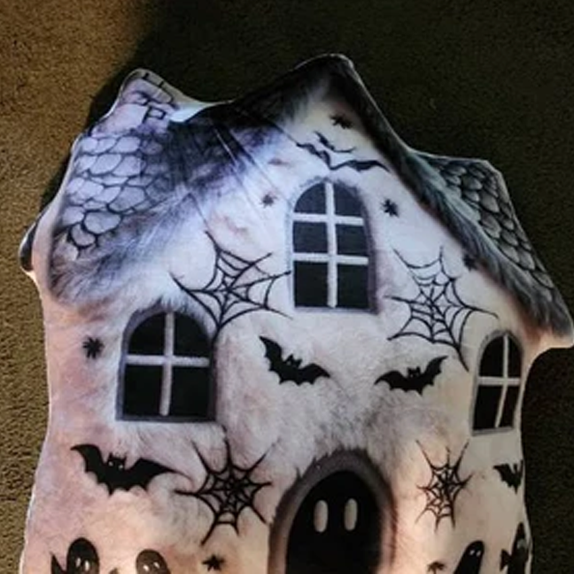 Haunted House Halloween, Spooky Gift, Plush Shaped Pillow