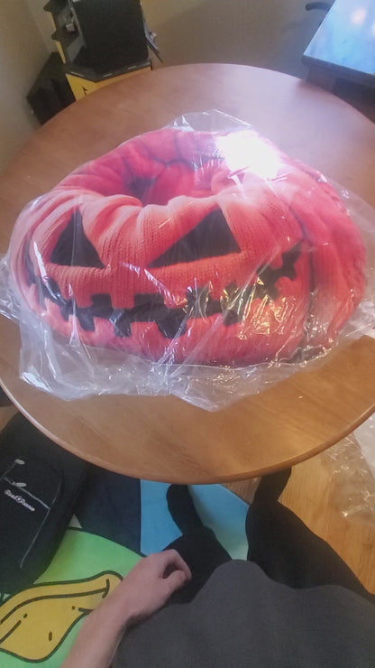 Haunted Pumpkin Halloween, Beanbag Chair Cushion, Plush Shaped Pillow