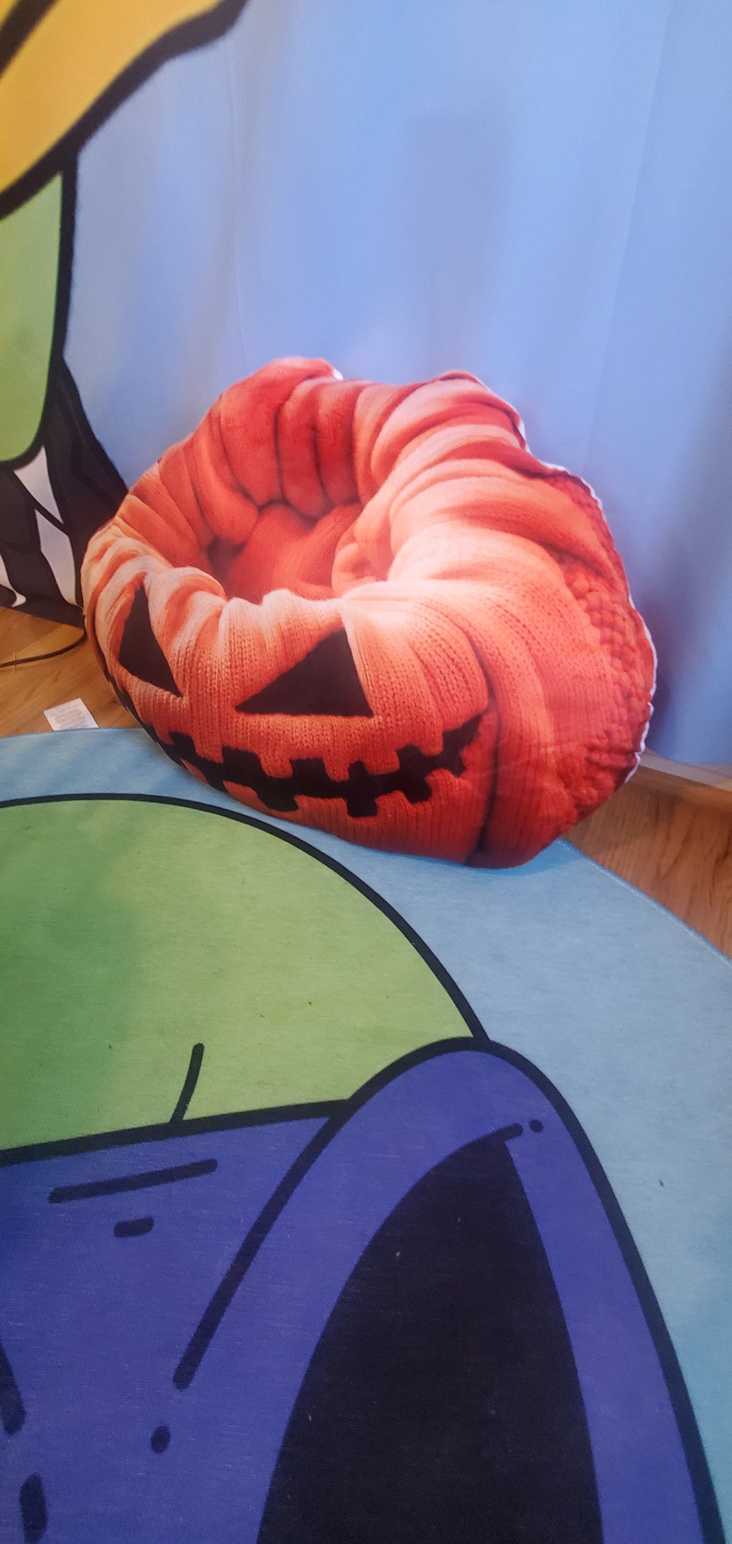 Haunted Pumpkin Halloween, Beanbag Chair Cushion, Plush Shaped Pillow